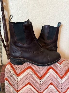 Ariat Dark Brown Heritage Zip Leather Paddock Boots